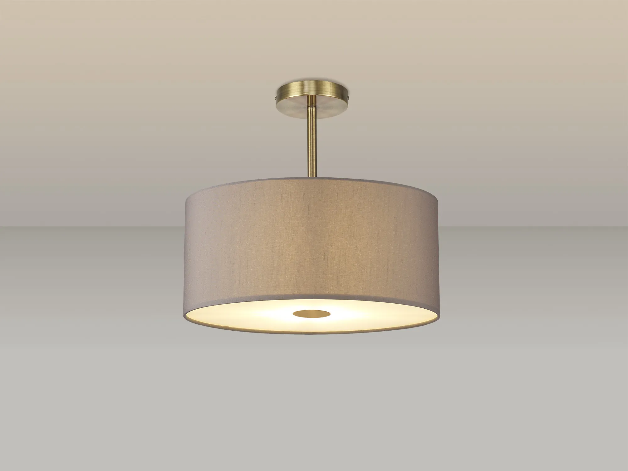 Baymont 40cm Semi Flush Flush 5 Light Antique Brass, Grey, Frosted Diffuser DK0502  Deco Baymont AB GR